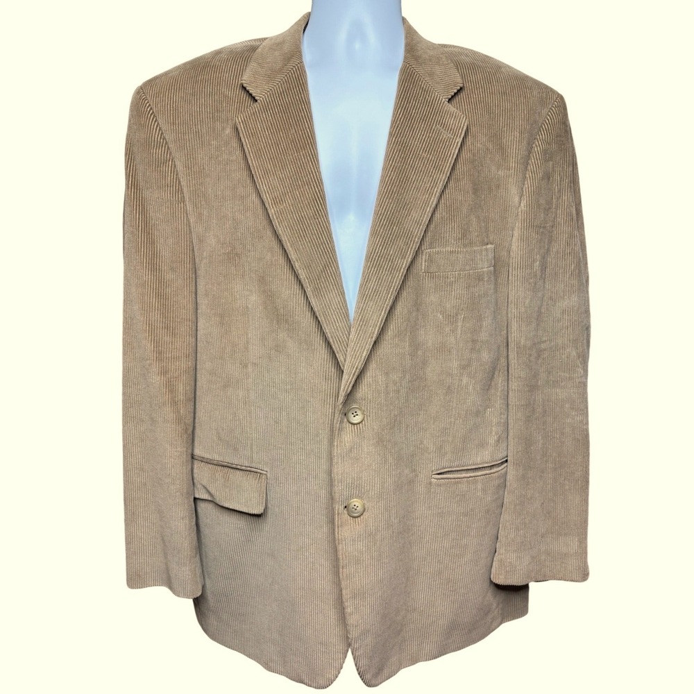 LAUREN RALPH LAUREN Mens Tan Corduroy 2 Button Blazer Jacket 44R Preppy Classic